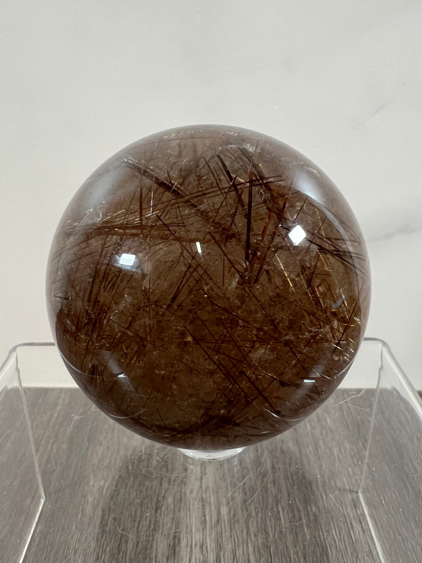 Copper Rutile Quartz Sphere. 53mm. Amazing Copper Rutilated Quartz. Stunning Rare Display Sphere