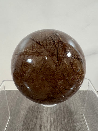 Copper Rutile Quartz Sphere. 53mm. Amazing Copper Rutilated Quartz. Stunning Rare Display Sphere