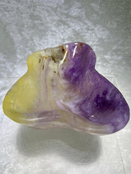 Fluorite Bowl Carving. Gorgeous Purple And Yellow Carving. Hand Carved Amazing Display Crystal.