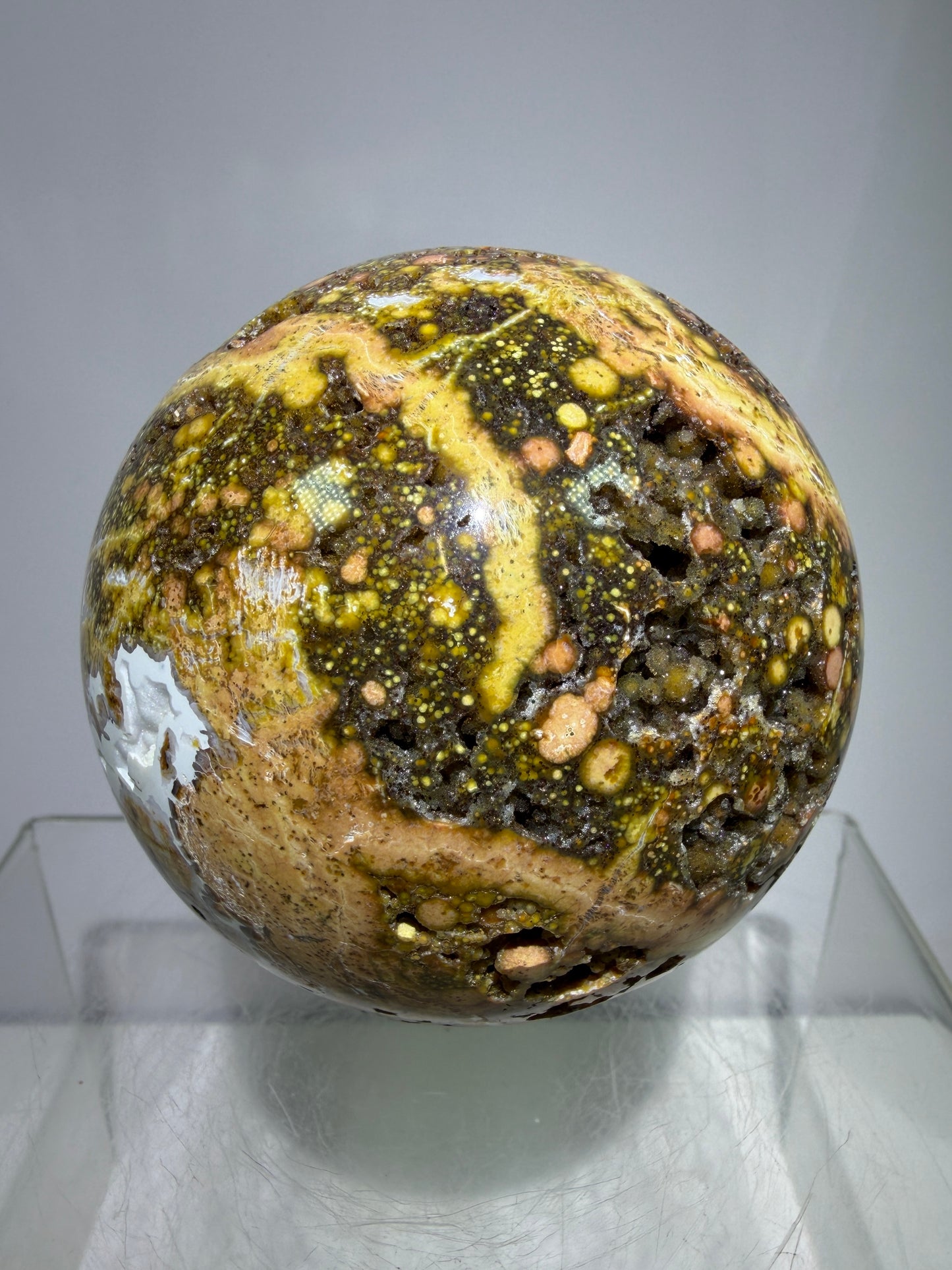 Ocean Jasper Sphere. 72mm. Very Flashy Druzy Sphere. High Quality Stunning Display Crystal