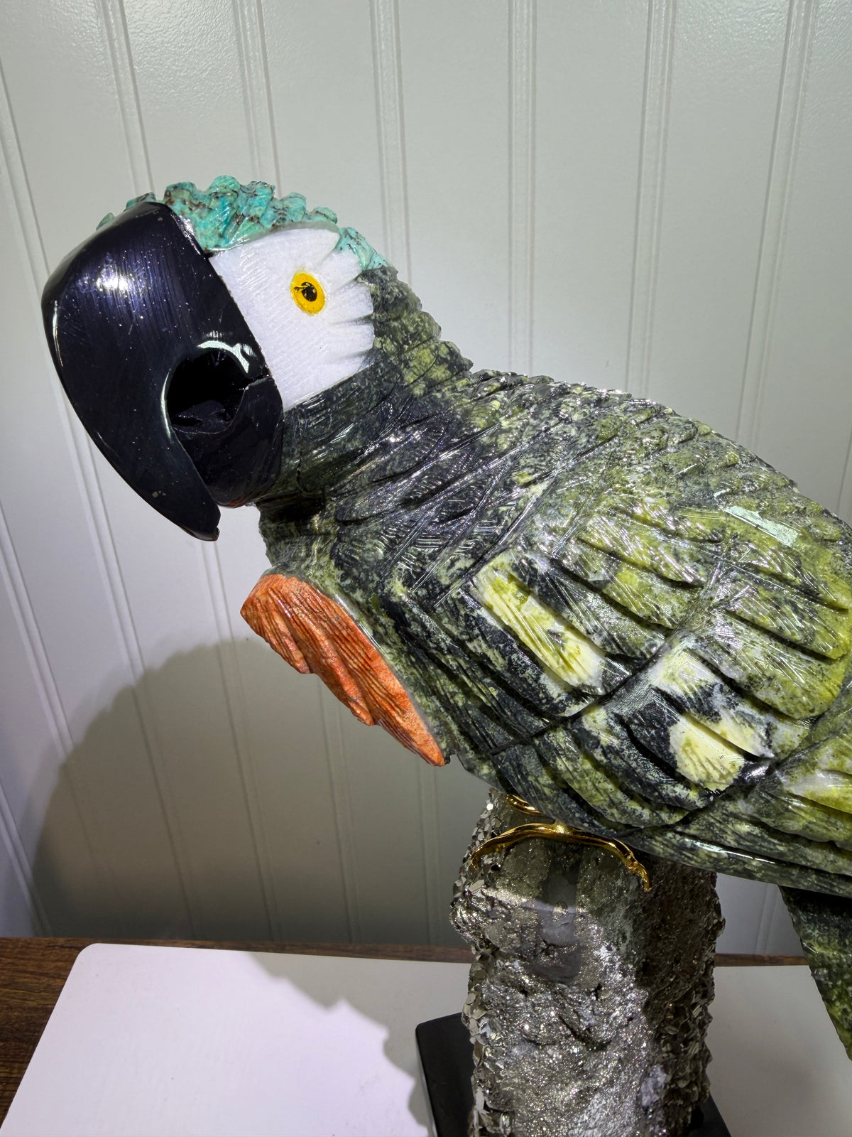 Hand Carved Crystal Parrot From Peru. Extra Large High Quality Display Crystal. Hand Crafted By Local Artisans