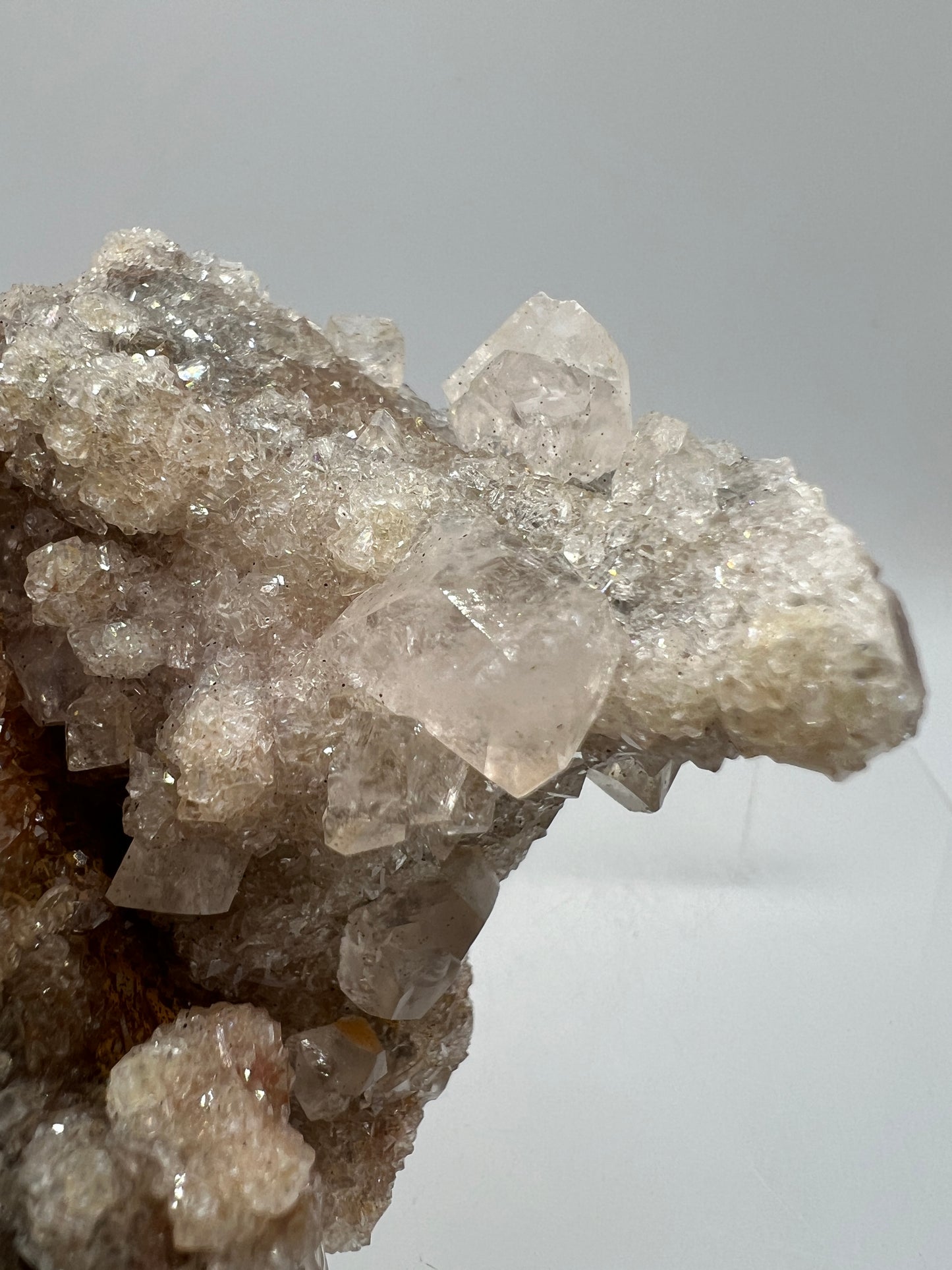 Silver Diamond Calcite Specimen. Amazing Silver And Red Druzy Flash! Beautiful Calcite Cluster On Matrix. High Quality Display Piece