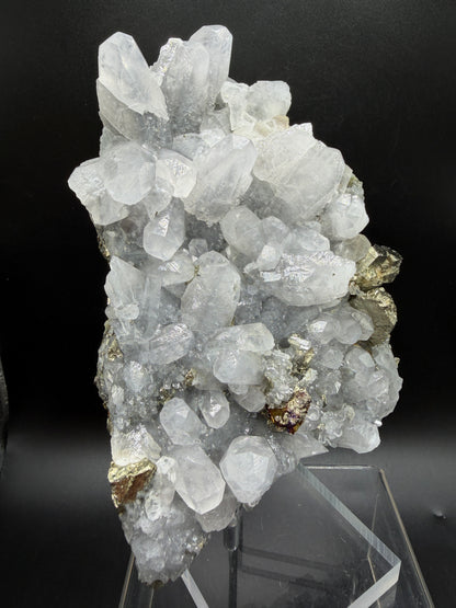 Pyrite And Mangano Calcite Display Specimen. Large High Quality Pyrite And UV Reactive Calcite From Peru. Amazing Rare Multi Mineral Specimen.