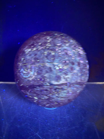 Fire Calcite Crystal Sphere. 53mm. Amazing New Material. Beautiful Display Sphere With A Nice UV Reaction.