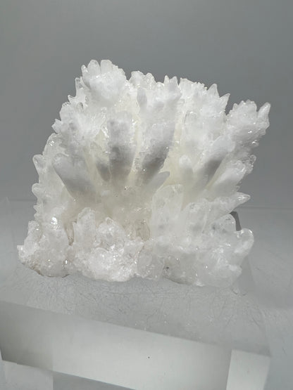 White Aragonite Crystal Specimen. Amazing Cave Calcite From Mexico.