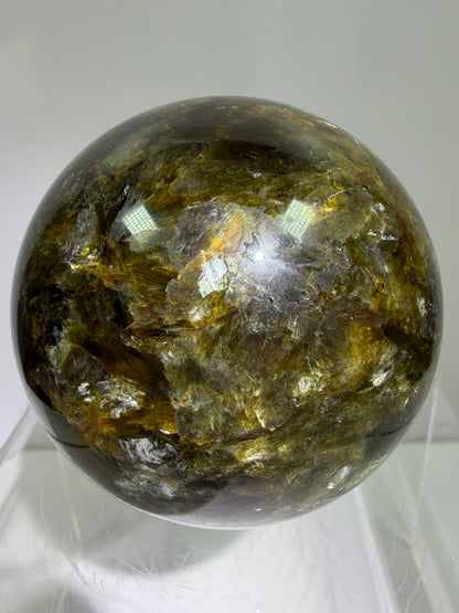 Golden Mica Sphere. 74mm. Rare Mica Display Sphere. High Quality With Lots Of Flash