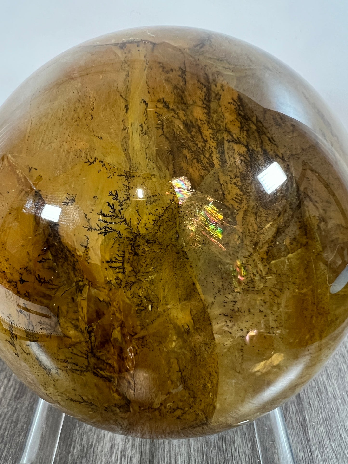 Dendritic Golden Healer Sphere. Huge Display Sphere. 127mm, 6.6 lbs. High Quality With Amazing Dendritic Inclusions.