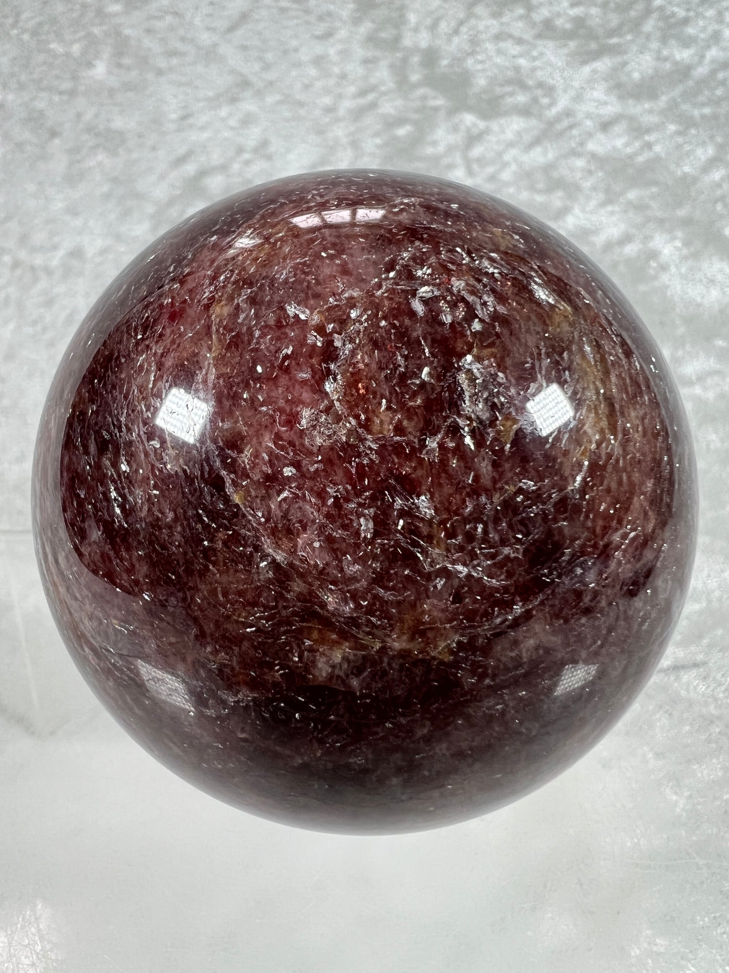 Strawberry Quartz Sphere. 71mm. High Quality Rare Quartz From Brazil. Gorgeous Mica Flash.
