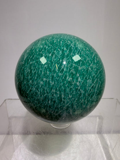 Amazonite Crystal Sphere. 60mm. Amazing Colors And Patterns. Gorgeous Flashy Display Sphere.
