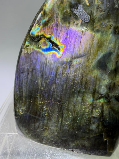 Labradorite Polished Freeform. Gorgeous Purple Rainbow Flash Spectrolite From Madagascar. High Quality Display Crystal.