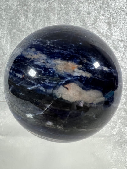 Sodalite Crystal Sphere. 84mm. Stunning Deep Dark Blue Sodalite From Namibia. Gorgeous High Quality Display Crystal.