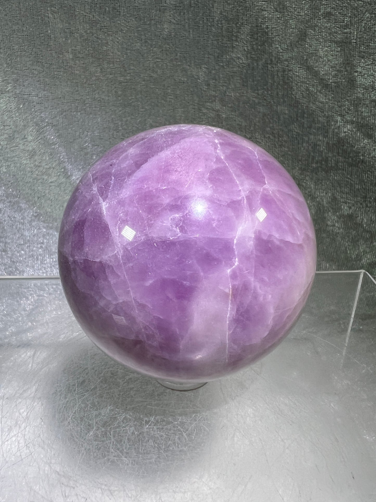 Kunzite Crystal Sphere. 58mm. Rare Stunning Display Sphere. Beautiful Lavenders With Amazing Flash!