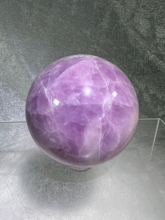 Kunzite Crystal Sphere. 58mm. Rare Stunning Display Sphere. Beautiful Lavenders With Amazing Flash!