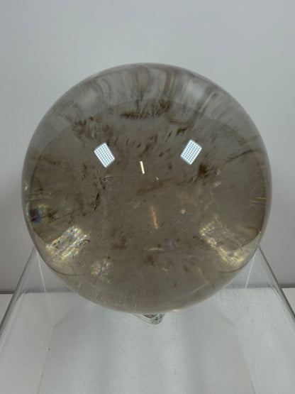 Rutile Quartz Sphere. 82mm. Stunning Large Display Sphere. Gorgeous Light Smoky Rutile Quartz