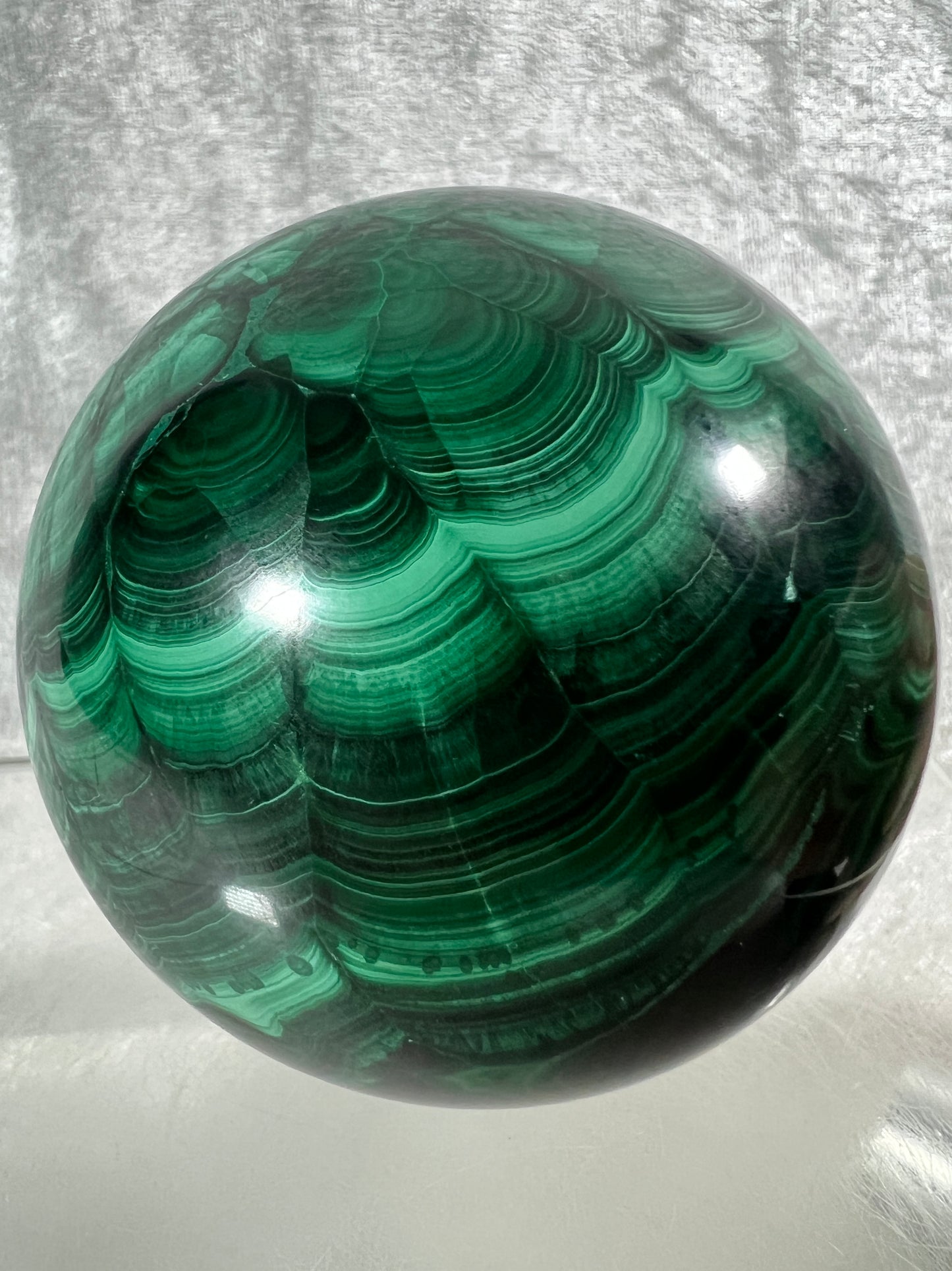 Malachite Crystal Sphere. 72mm. Gorgeous Large Druzy Malachite. Very High Quality Rare Display Sphere.