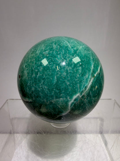 Amazonite Crystal Sphere. 60mm. Amazing Colors And Patterns. Gorgeous Flashy Display Sphere.