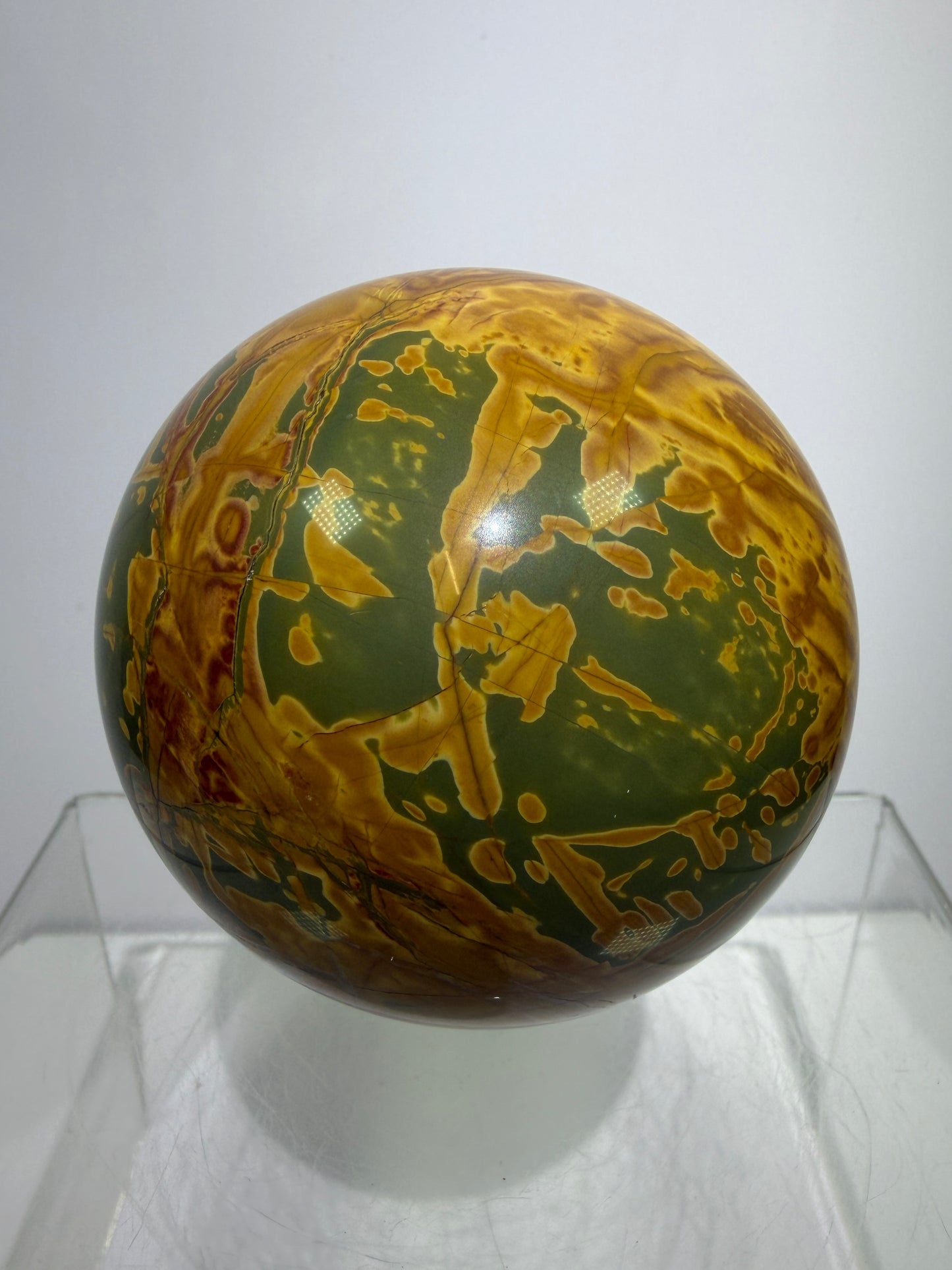 Cherry Creek Jasper Sphere. 70mm. Stunning Large Red River Display Sphere. Very High Quality Crystal