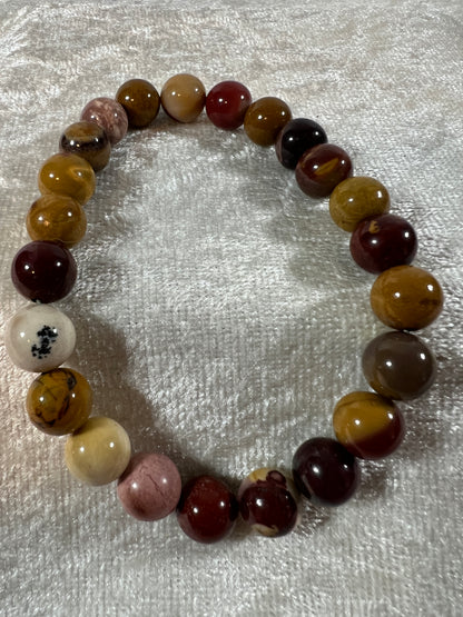 Mookaite Crystal Bead Bracelet. Stunning Colorful Mookaite Bracelet. 10mm. Amazing Crystal From Australia