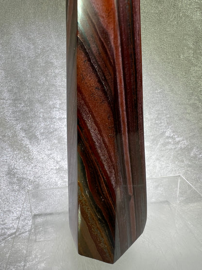Tiger Iron Crystal Tower. 8.6 Inches. Gorgeous High Quality Tower With Stunning Patterns And Amazing Flash.
