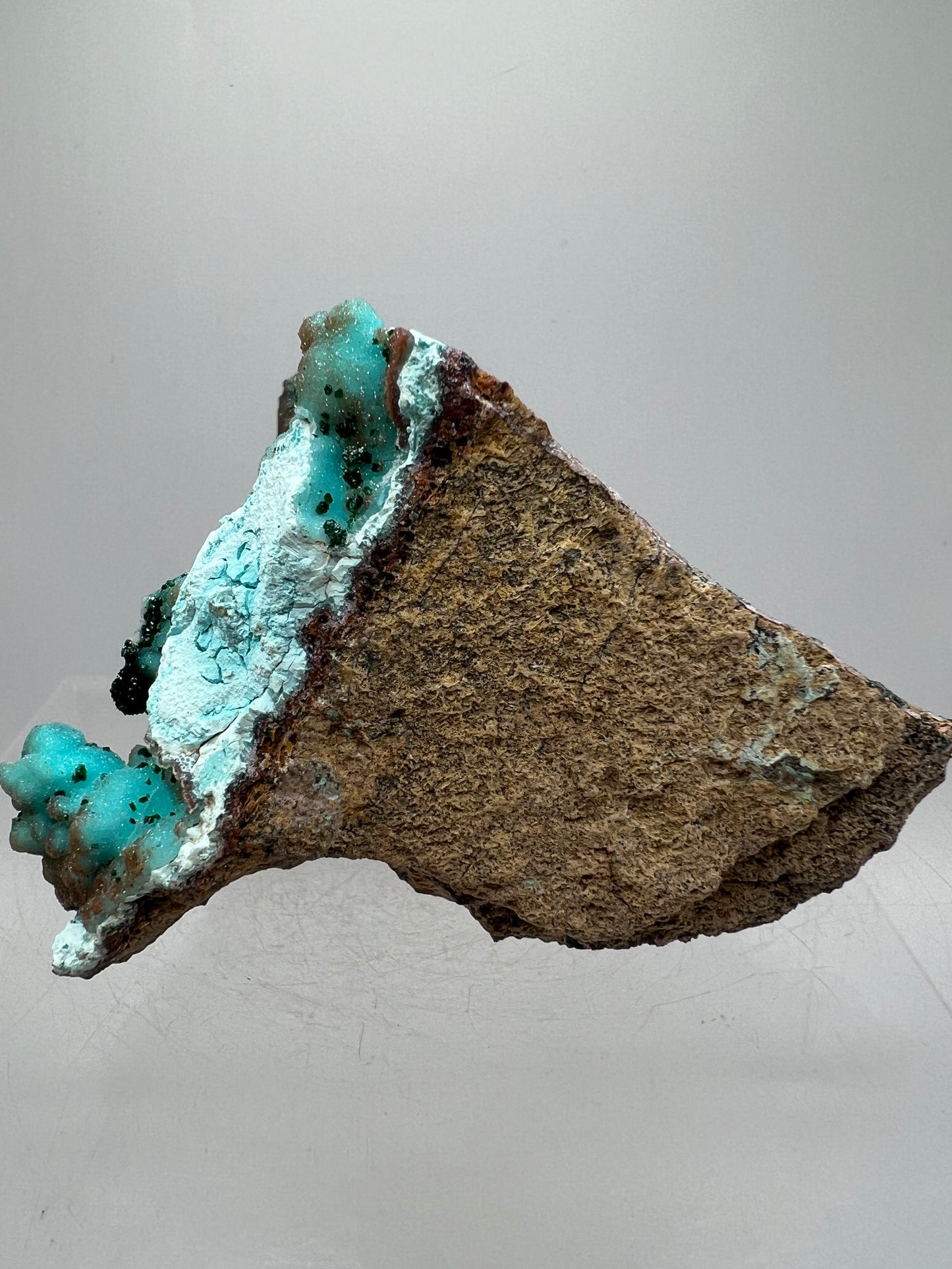 Chrysocolla, Copper, And Malachite Specimen. Rare Druzy Copper On Chrysocolla. Gorgeous High Quality Display Crystal.