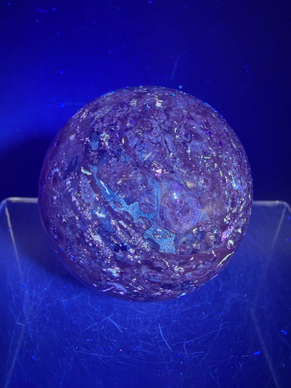 Fire Calcite Crystal Sphere. 53mm. Amazing New Material. Beautiful Display Sphere With A Nice UV Reaction.