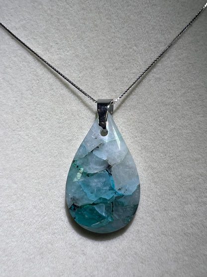 Quantum Quattro Crystal Pendant. High Quality Rare Necklace From Peru. Gorgeous Color Combination. S925 Silver Necklace Included