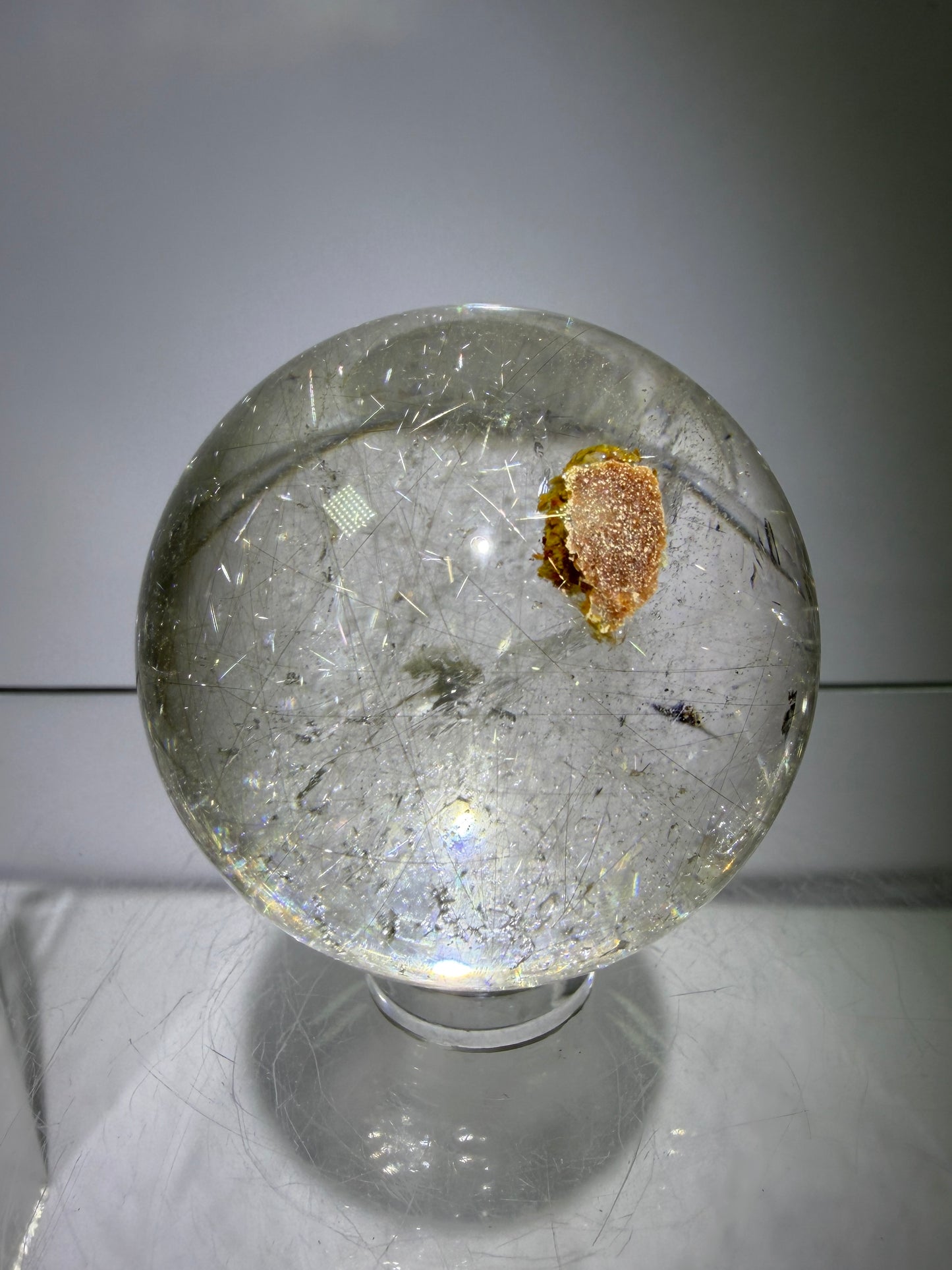 Rutile Quartz Sphere. Stunning Display Sphere. Gorgeous Garden Quartz And Golden Rutile Inclusions.