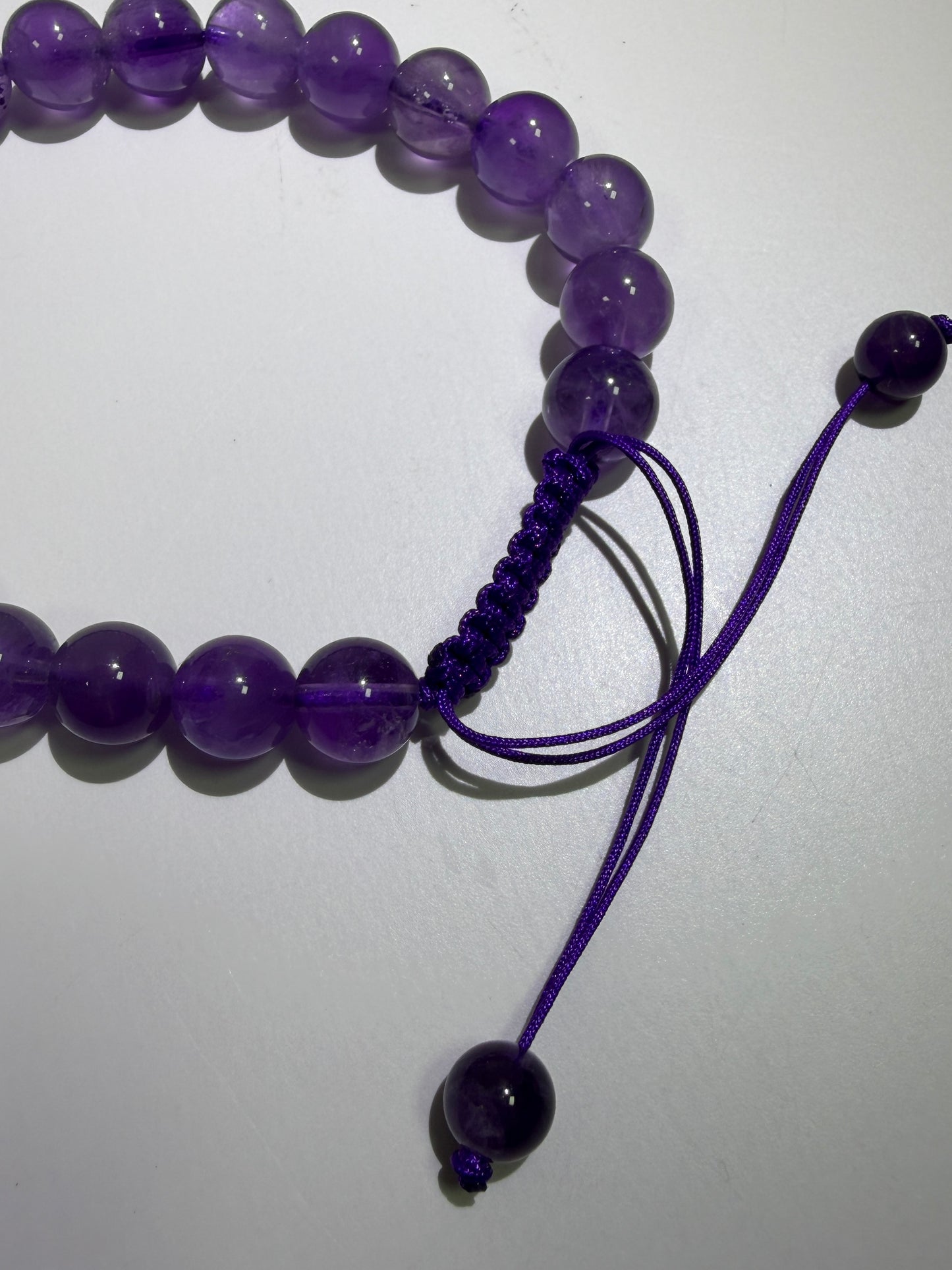 Amethyst Bead Bracelet. 8mm. Gorgeous Crystal Bracelet With Adjustable Band