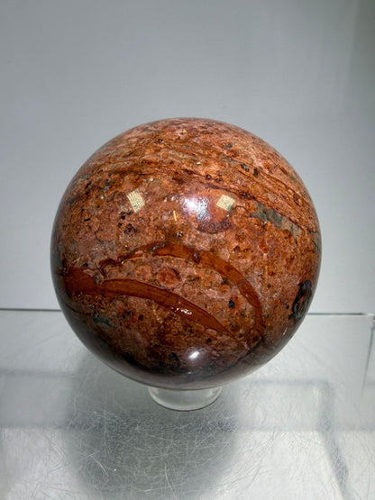 Fire Calcite Crystal Sphere. 53mm. Amazing New Material. Beautiful Display Sphere With A Nice UV Reaction.