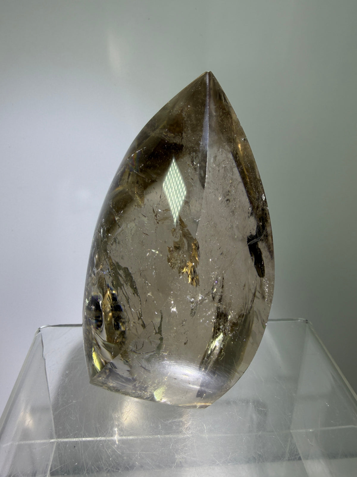 Smoky Quartz Crystal Flame. Huge Rainbows! Gorgeous Polished Flame From Brazil. Beautiful Display Crystal