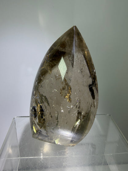 Smoky Quartz Crystal Flame. Huge Rainbows! Gorgeous Polished Flame From Brazil. Beautiful Display Crystal