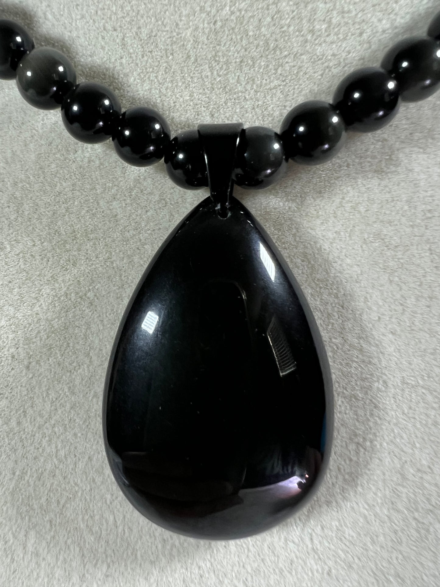 Rainbow Obsidian Pendant. Gorgeous Teardrop Cabochon. Custom Made Beaded Necklace. High Quality Jewelry