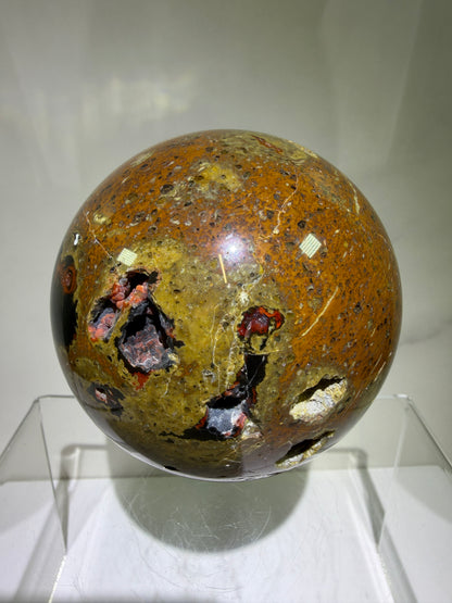 Red Fox Agate Sphere. 74mm. Amazing Druzy Crater Agate From Argentina. Rare Botryoidal Nodules