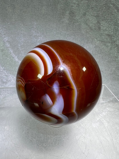 Carnelian Agate Sphere. 60mm. Incredible Colors And Banding