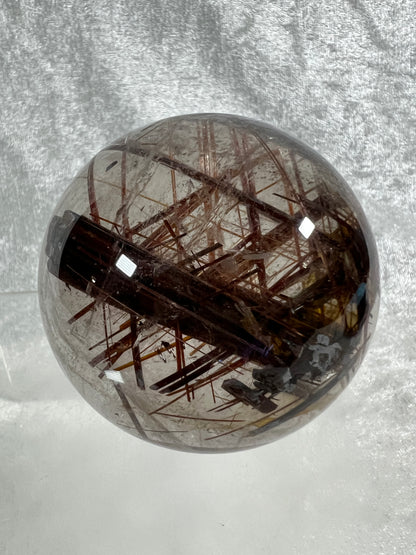 Copper Rutile Quartz Sphere. 72mm. Gorgeous Rare Copper Rutilated Quartz. Stunning Display Sphere