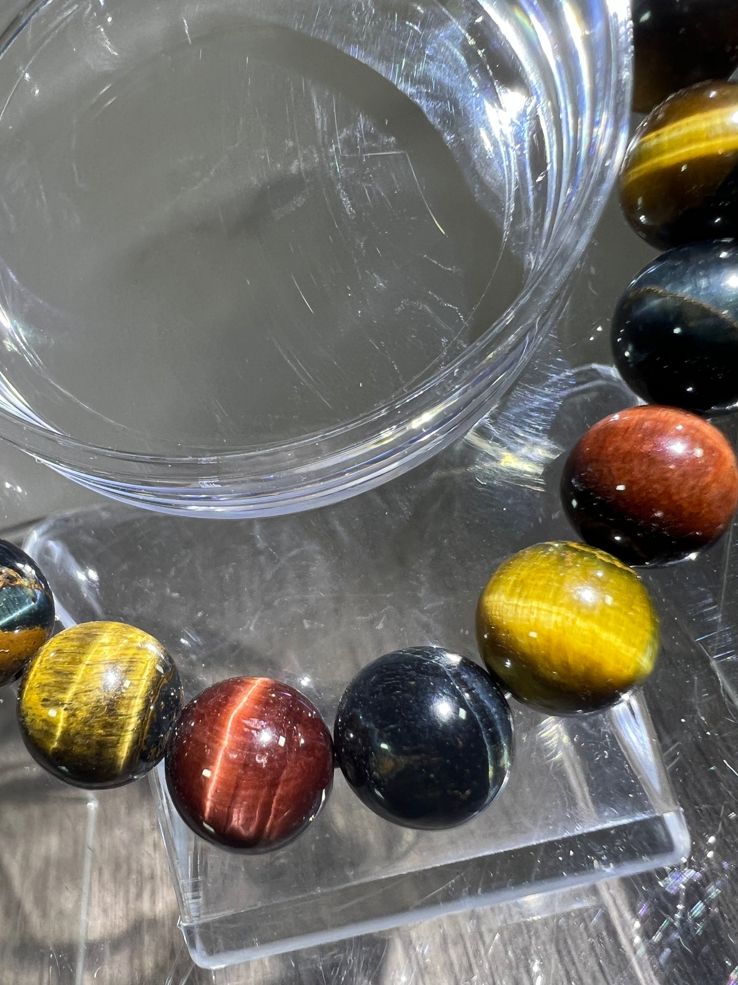 Tigers Eye Crystal Bead Bracelet. Beautiful Red, Blue, And Gold Tigers Eye Bracelet. 10mm