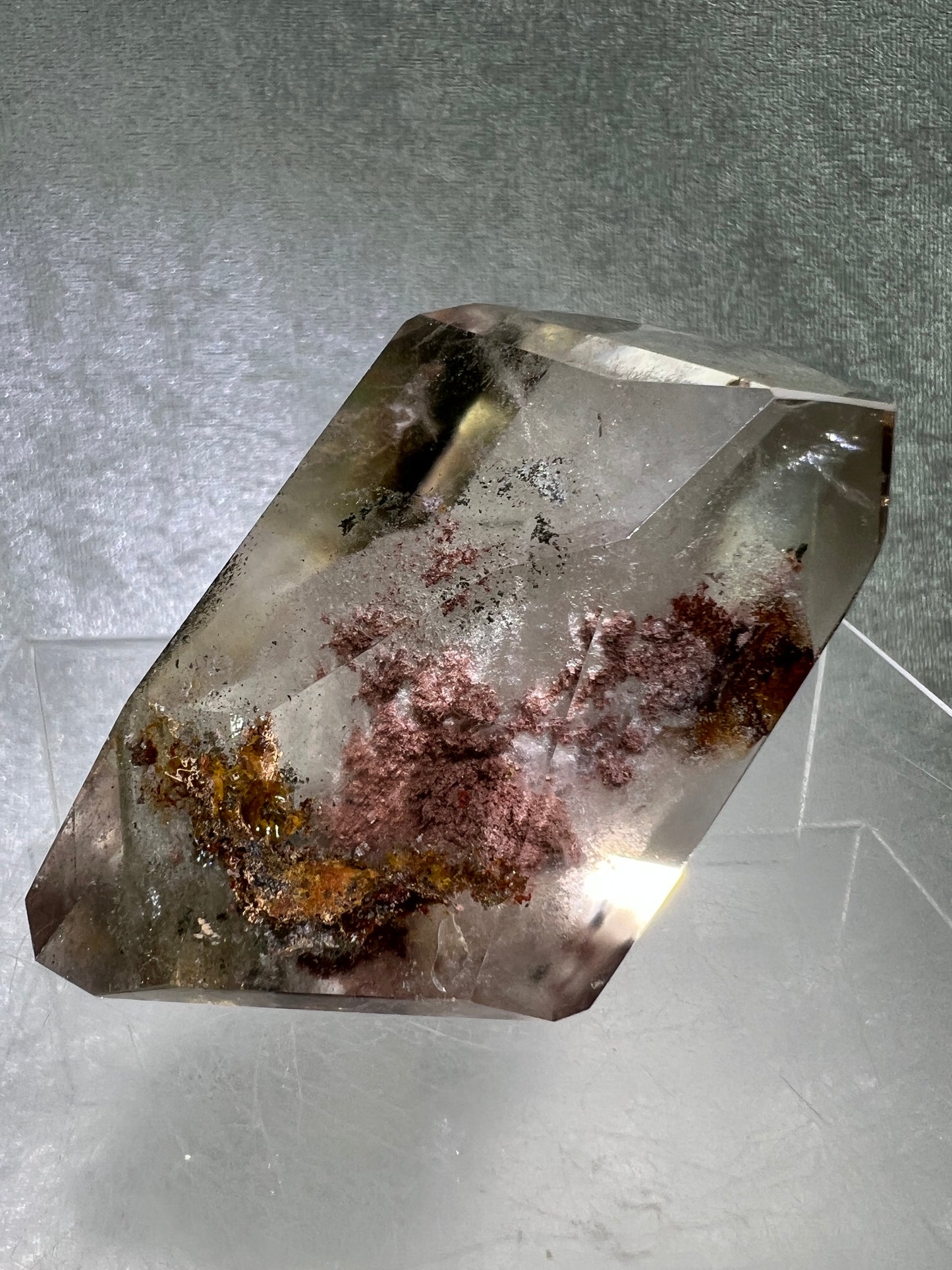 Garden Quartz Polished Freeform. Rare Purple And Red Shaman Quartz. Gorgeous Lodolite With A Beautiful Landscape.