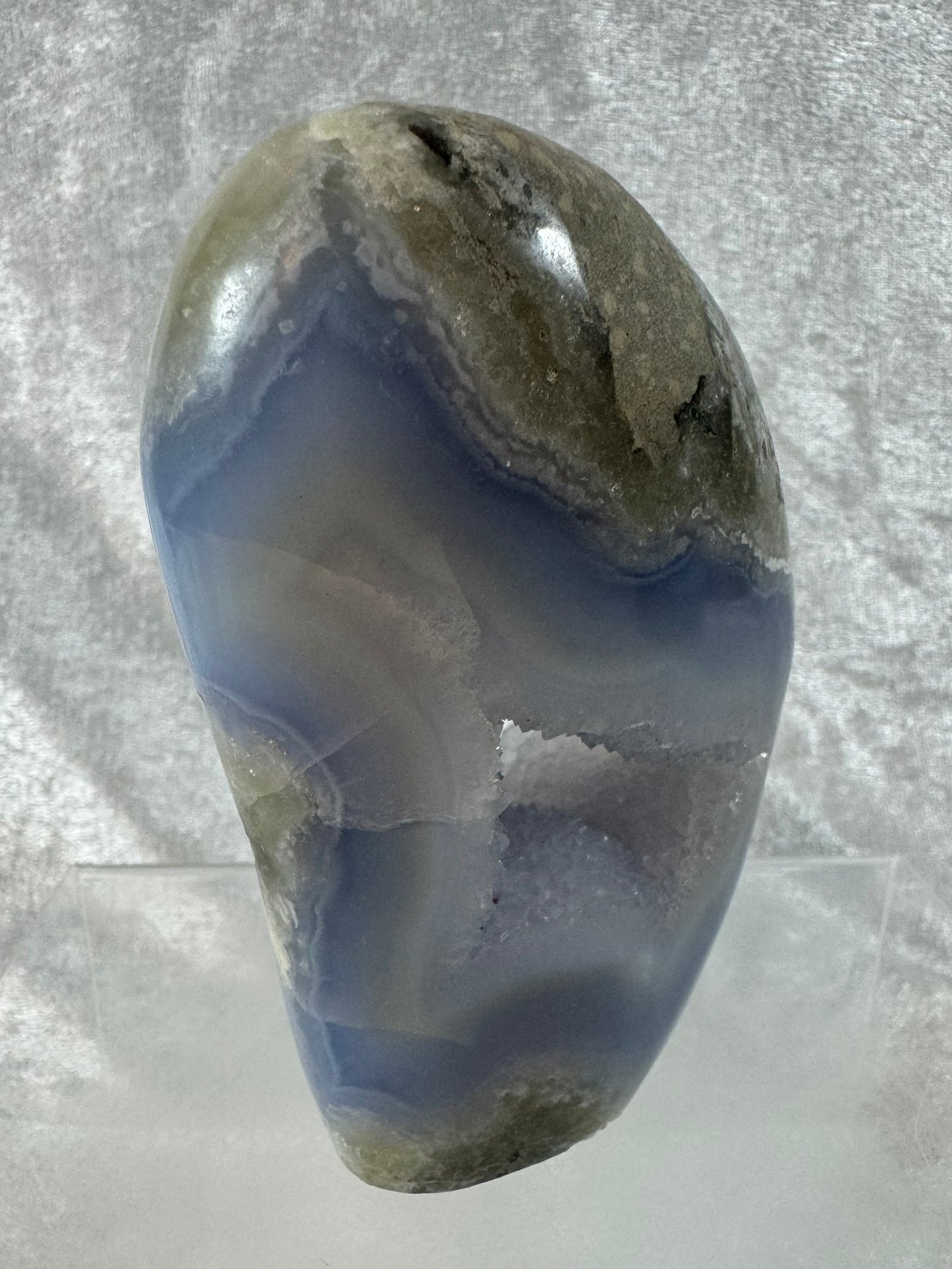 Blue Lace Agate Freeform. Gorgeous Sugar Druzy Polished Freeform From Malawi. Rare Mineral Specimen.