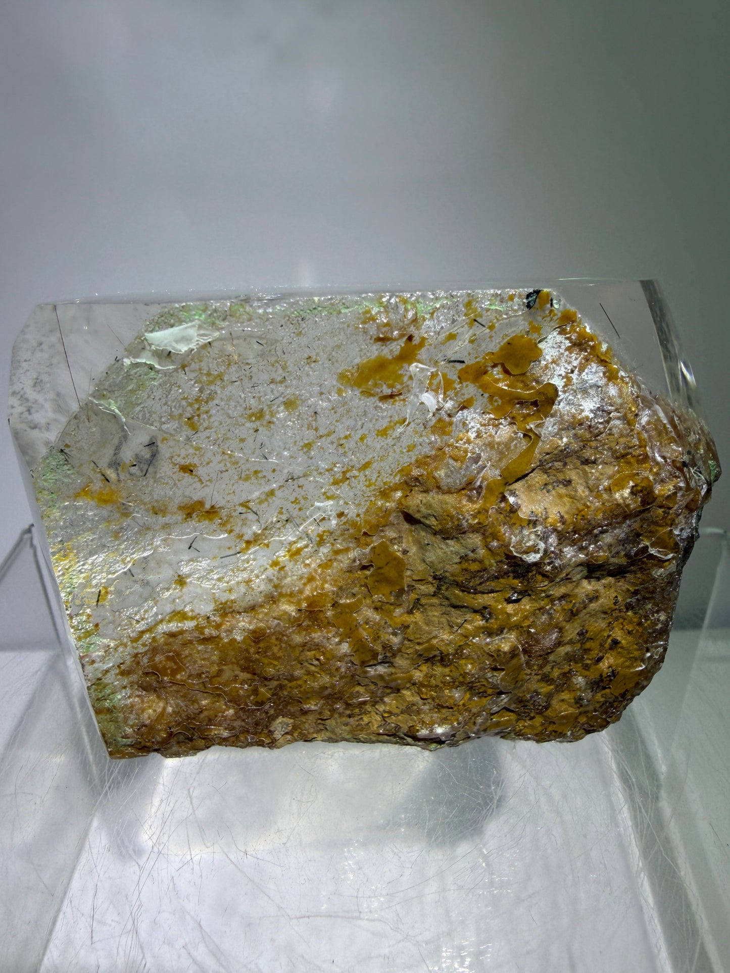 Garden Quartz Polished Freeform. Colorful Scenic Quartz With Tourmaline And Rutile From Brazil.