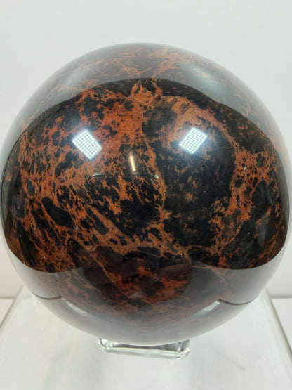 Mahogany Obsidian Sphere. 90mm. XL High Quality Crystal. Rare And Stunning Display Sphere