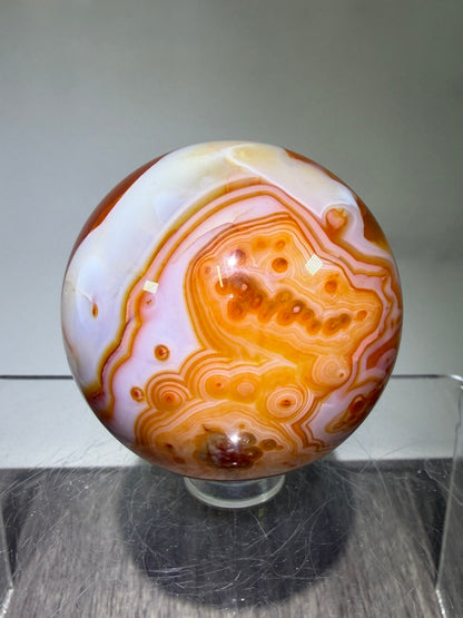 Carnelian Agate Sphere. Beautiful Colors And Patterns