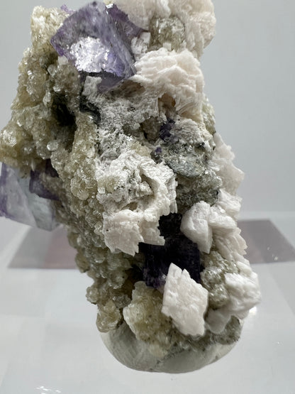 Fluorite, Calcite, And Druzy Quartz Specimen. World Famous Yaogangxian Fluorite Cubes. Beautiful Mixed Mineral Specimen.