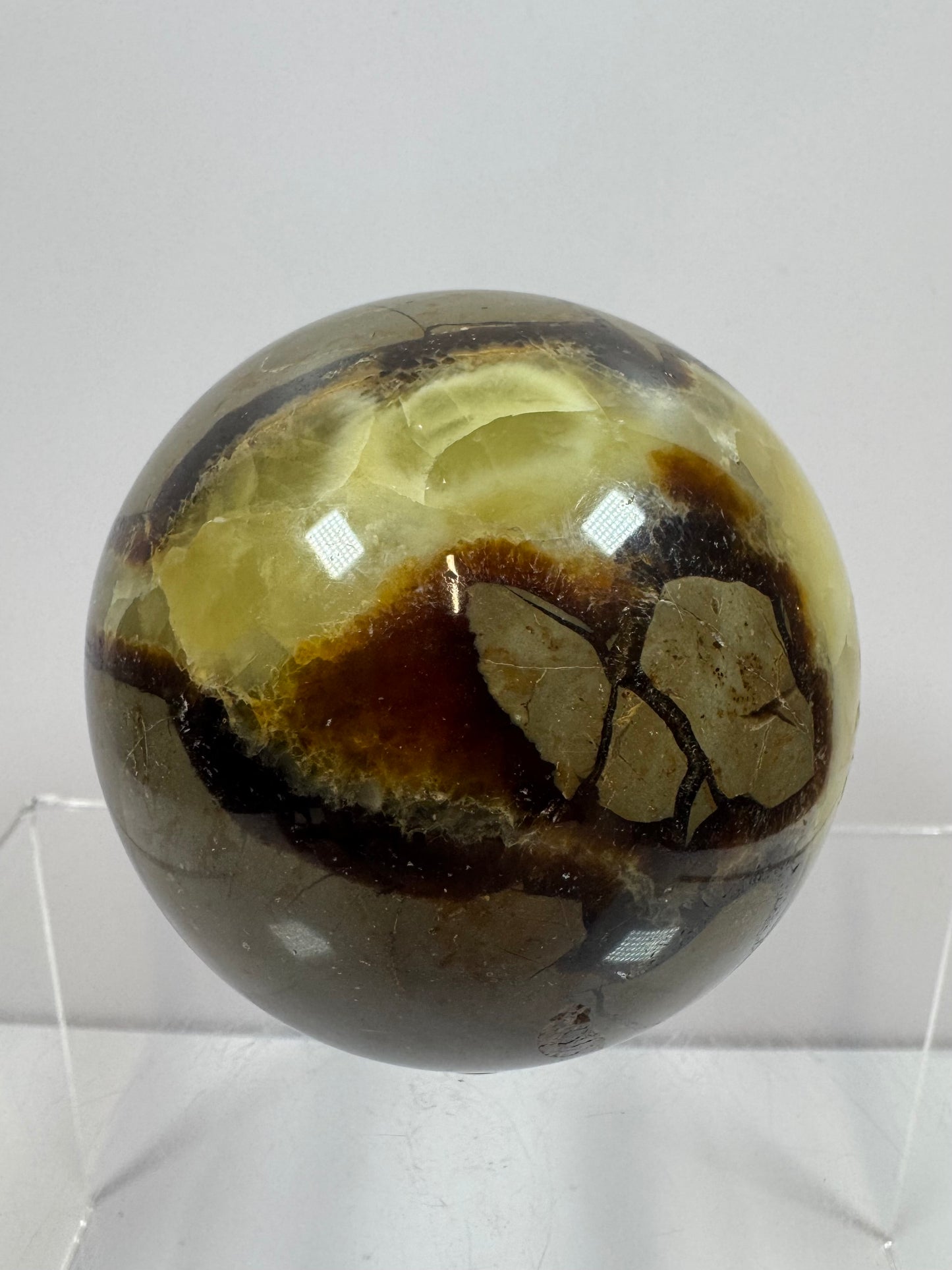 Septarian Crystal Sphere. 63mm. Amazing Dragons Egg Display Crystal. Incredible Mineral From Madagascar.