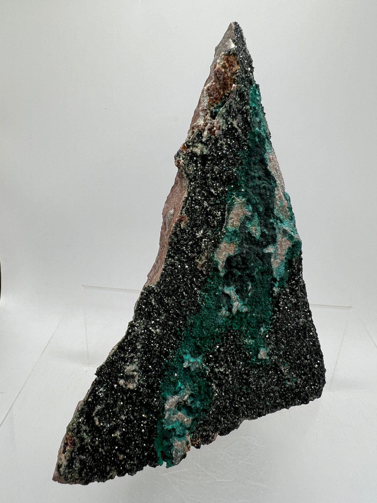 Libethenite Crystal Specimen. Extremely Rare Mixed Mineral Specimen With Malachite And Chrysocolla. Stunning Large Display Crystal.