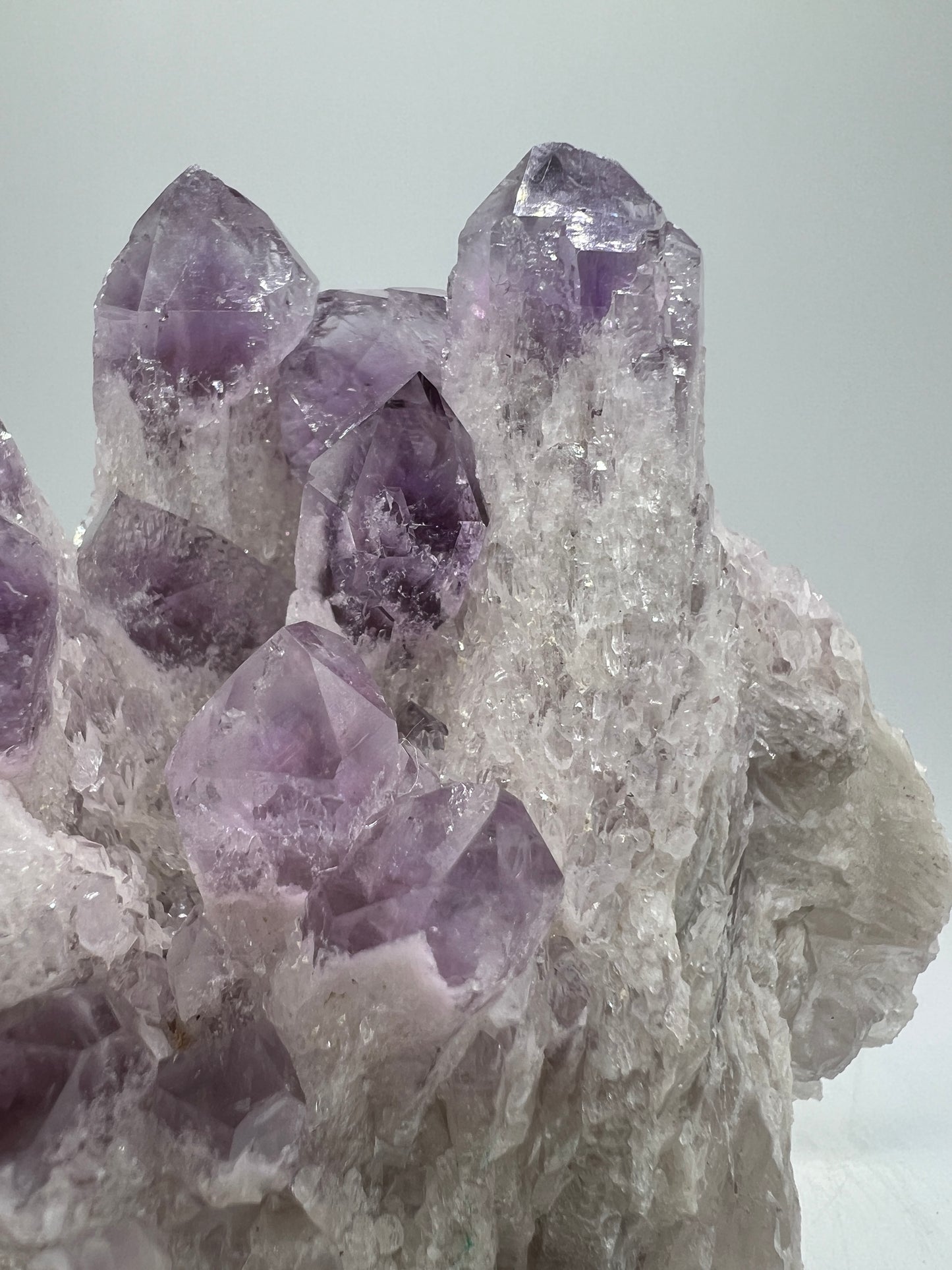 Sugar Amethyst Cluster. Gorgeous Shades Of Lavender With White Druzy Quartz. Beautiful Rare Amethyst Specimen From Zambia