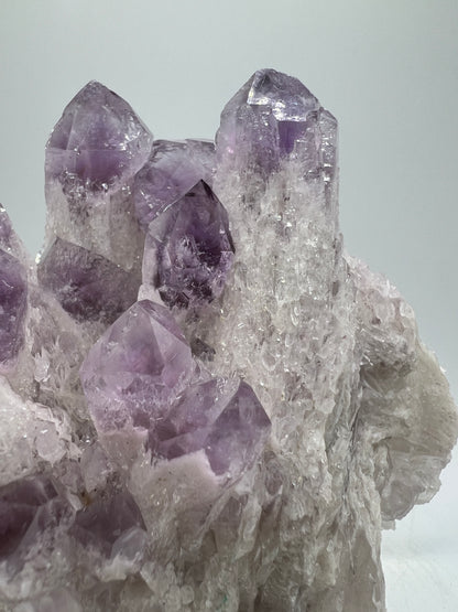 Sugar Amethyst Cluster. Gorgeous Shades Of Lavender With White Druzy Quartz. Beautiful Rare Amethyst Specimen From Zambia