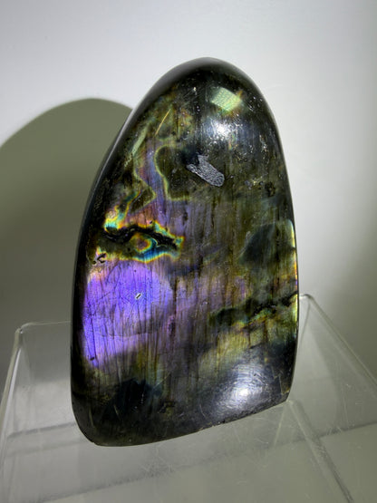 Labradorite Polished Freeform. Gorgeous Purple Rainbow Flash Spectrolite From Madagascar. High Quality Display Crystal.