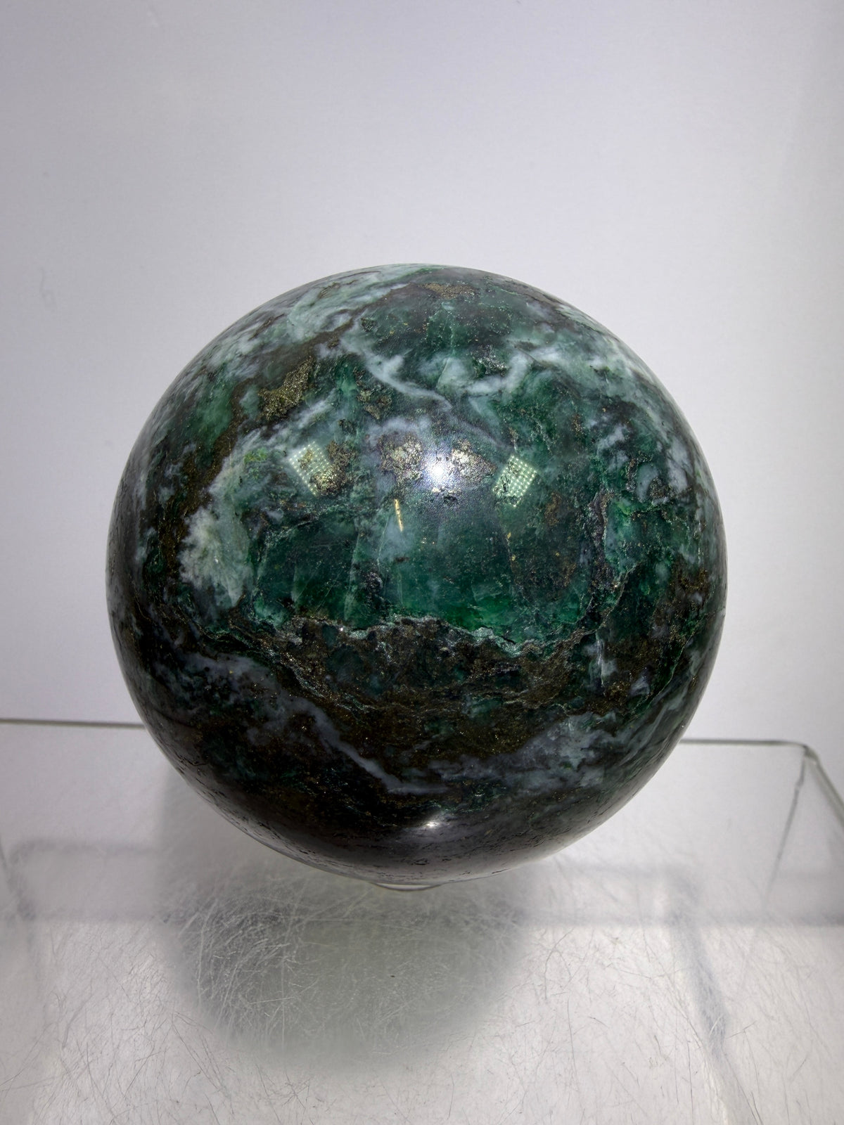 Atacamite And Pyrite Sphere. 60mm. High Quality Rare Sphere. Gorgeous Color Combination.