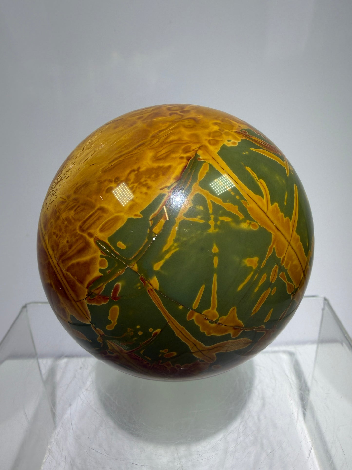 Cherry Creek Jasper Sphere. 70mm. Stunning Large Red River Display Sphere. Very High Quality Crystal