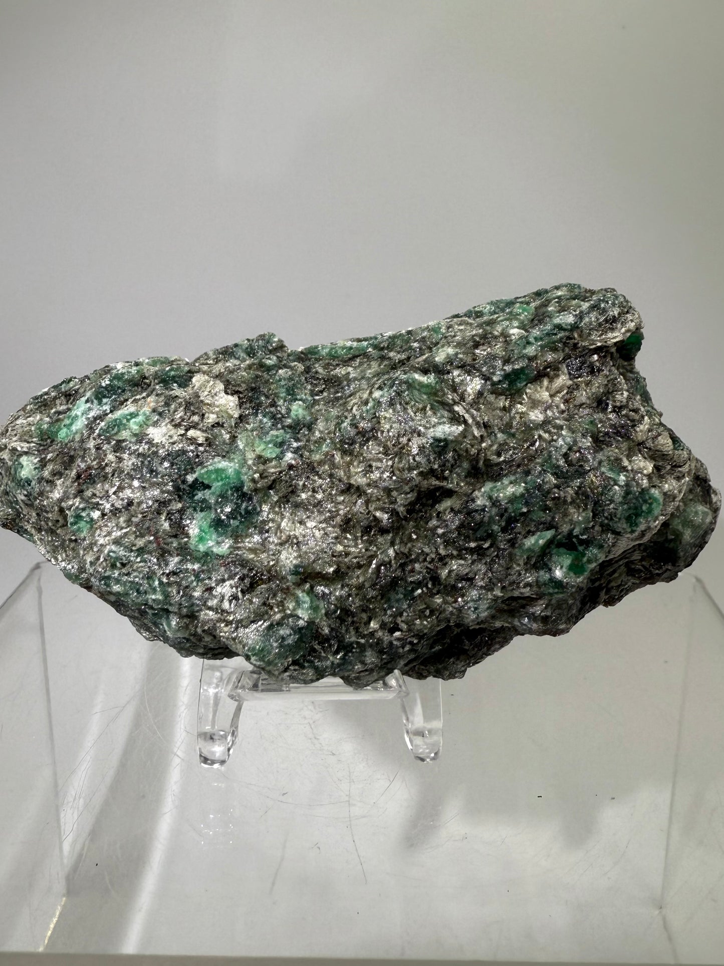 Emerald Mica In Matrix Specimen. Incredible Chrome Muscovite From Zimbabwe. Beautiful One Of A Kind Rare Crystal